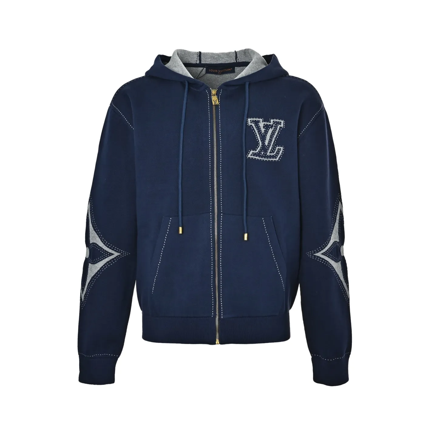 Louis Vuitton/Louis Vuitton intarsia jacquard logo cotton blend hooded jacket